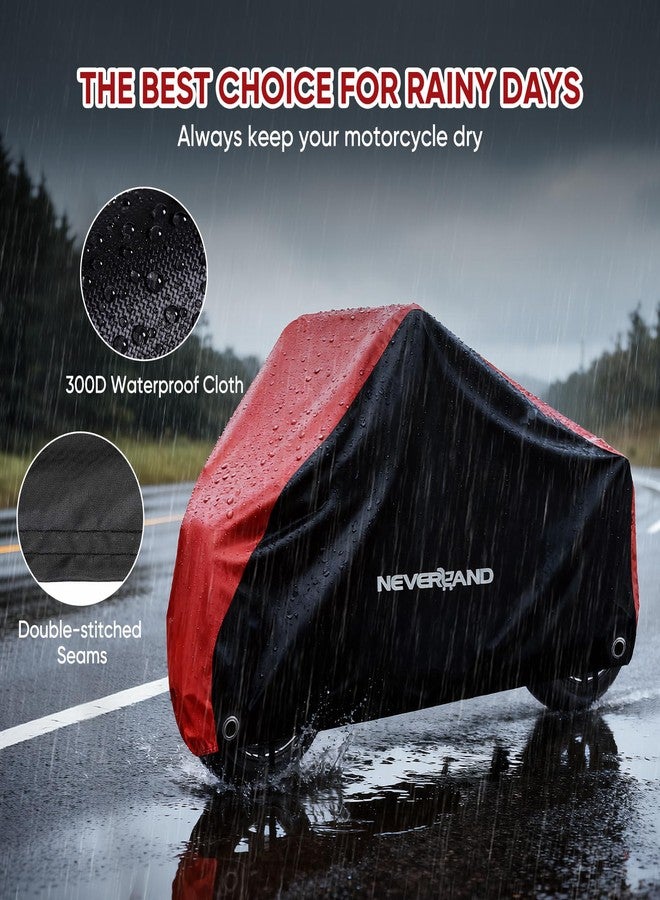NEVERLAND Motorcycle Cover All Season Universal Weather Premium Quality Waterproof Sun Outdoor Protection Durable with Lock-Holes,Bandage,& Storage Bag Black&Red 86" M40-18-L - Image 3
