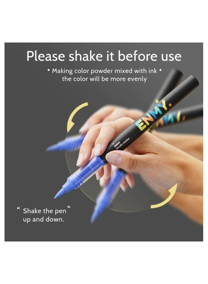 العدو مجموعة أقلام تلوين أكريليك سائل مباشر من ENMY – ‎24 لونًا زاهيًا مع درجات البشرة | أقلام تلوين احترافية للرسم على القماش، الخشب، الزجاج، السيراميك، الحجر والورق | حبر مائي غير سام، قابل للغسل، سريع الجفاف وطويل الأمد | مثالي للفنانين والأعمال اليدوية والهدايا - Image 5