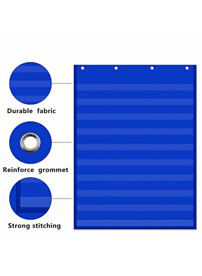 مخطط جيب قياسي شفاف، مخطط 10 جيوب للفصول الدراسية والمنزل، مخطط جيب معلق عالي التحمل لكلمات الحائط والحروف وبطاقات الجمل، 28 عرضًا × 43 طولاً، أزرق - Image 2
