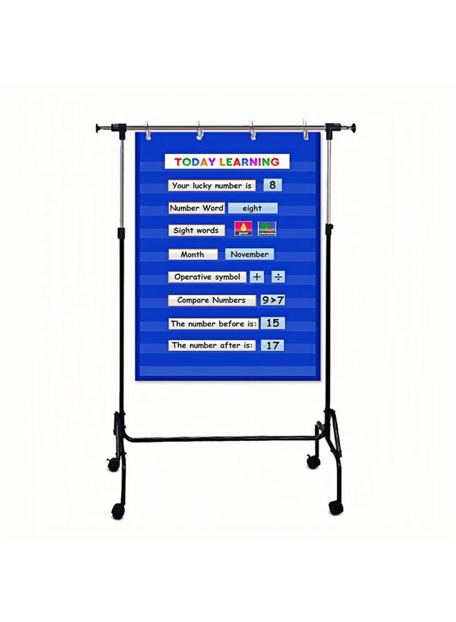 مخطط جيب قياسي شفاف، مخطط 10 جيوب للفصول الدراسية والمنزل، مخطط جيب معلق عالي التحمل لكلمات الحائط والحروف وبطاقات الجمل، 28 عرضًا × 43 طولاً، أزرق - Image 4