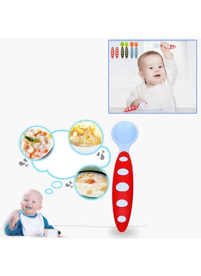 Safe-O-Kid Pack Of 1 Bpa Free Extra Safe Silicone Feeding;Training Spoon With Box For Babyblue & Orange  - Image 4
