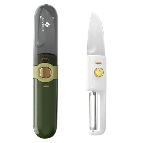 SKYTONE Pocket Knife, Kitchen Knife Peeler Portable Knife for Fruit 2 in 1 Knife and Peeler for Kitchen Travel Knife with case Stainless Steel Bled Pack of 1 (2 in 1) - Image 1