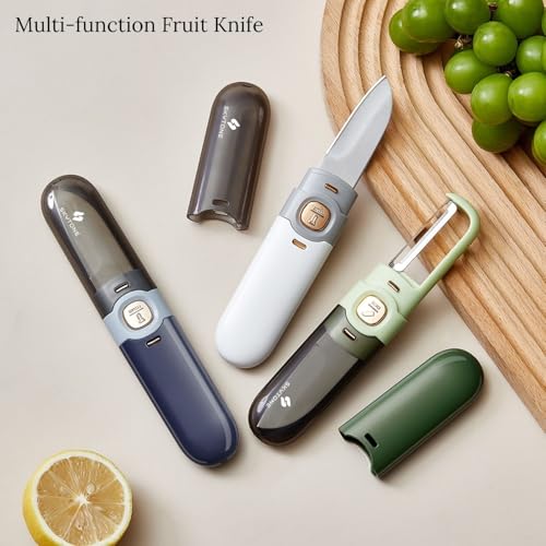 SKYTONE Pocket Knife, Kitchen Knife Peeler Portable Knife for Fruit 2 in 1 Knife and Peeler for Kitchen Travel Knife with case Stainless Steel Bled Pack of 1 (2 in 1) - Image 3