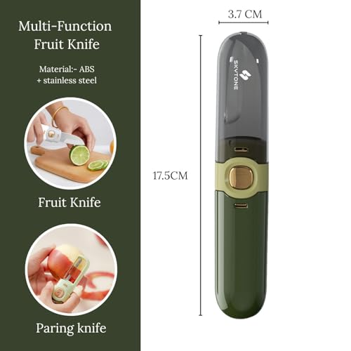 SKYTONE Pocket Knife, Kitchen Knife Peeler Portable Knife for Fruit 2 in 1 Knife and Peeler for Kitchen Travel Knife with case Stainless Steel Bled Pack of 1 (2 in 1) - Image 2