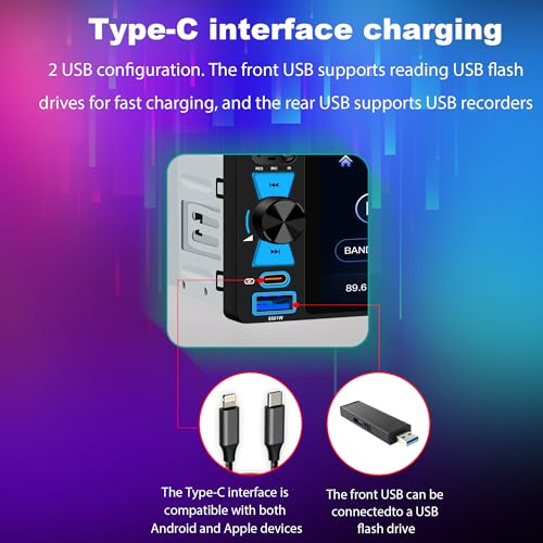 AmoyJebit 6.5" Single Din Car Stereo Wireless Apple CarPlay Android Auto, Car Radio Bluetooth 5.2, FM/AM/RDS, IPS HD Touchscreen, Type-C Fast Charging - Image 5