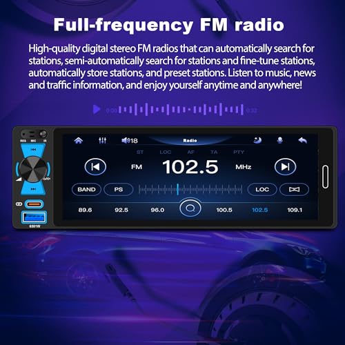 AmoyJebit 6.5" Single Din Car Stereo Wireless Apple CarPlay Android Auto, Car Radio Bluetooth 5.2, FM/AM/RDS, IPS HD Touchscreen, Type-C Fast Charging - Image 3