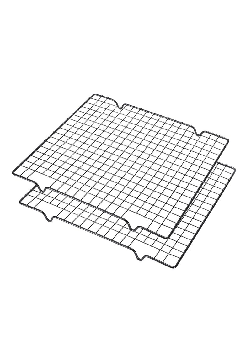 Lamoutor Lamoutor 2Pcs Metal Kitchen Baking Cooling Rack Square Wire Cooling Rack for Cake and Meat 10 x 11 inches (Black) - Image 1