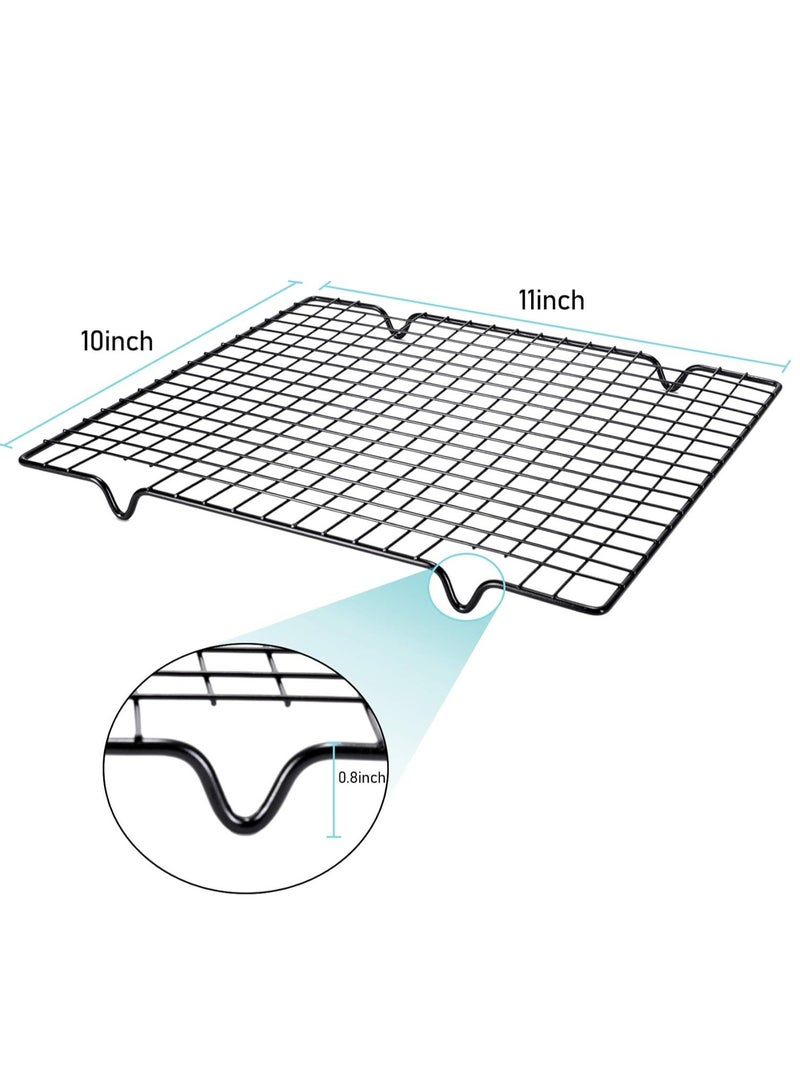 Lamoutor Lamoutor 2Pcs Metal Kitchen Baking Cooling Rack Square Wire Cooling Rack for Cake and Meat 10 x 11 inches (Black) - Image 2