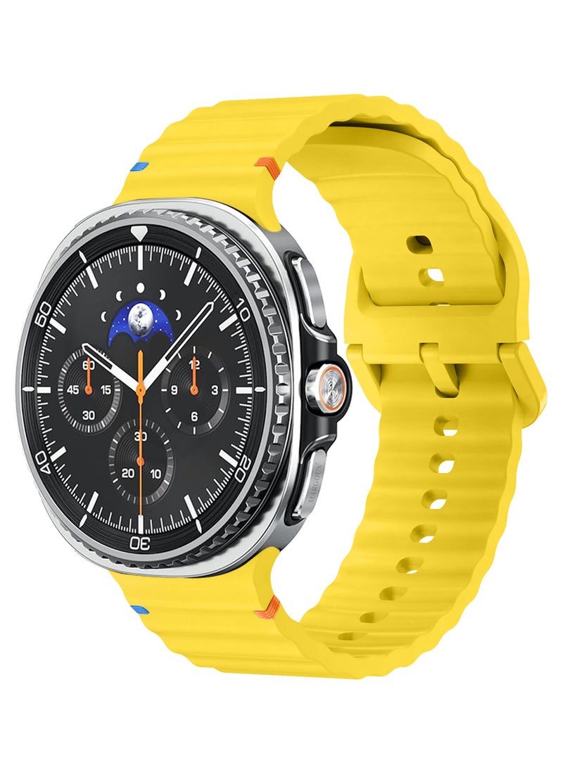 CATANES Silicone Ocean Band for Samsung Galaxy Watch 8 Classic 46mm and Watch 8 40mm 44mm - Sport Band Strap - Mustard Yellow - Image 2