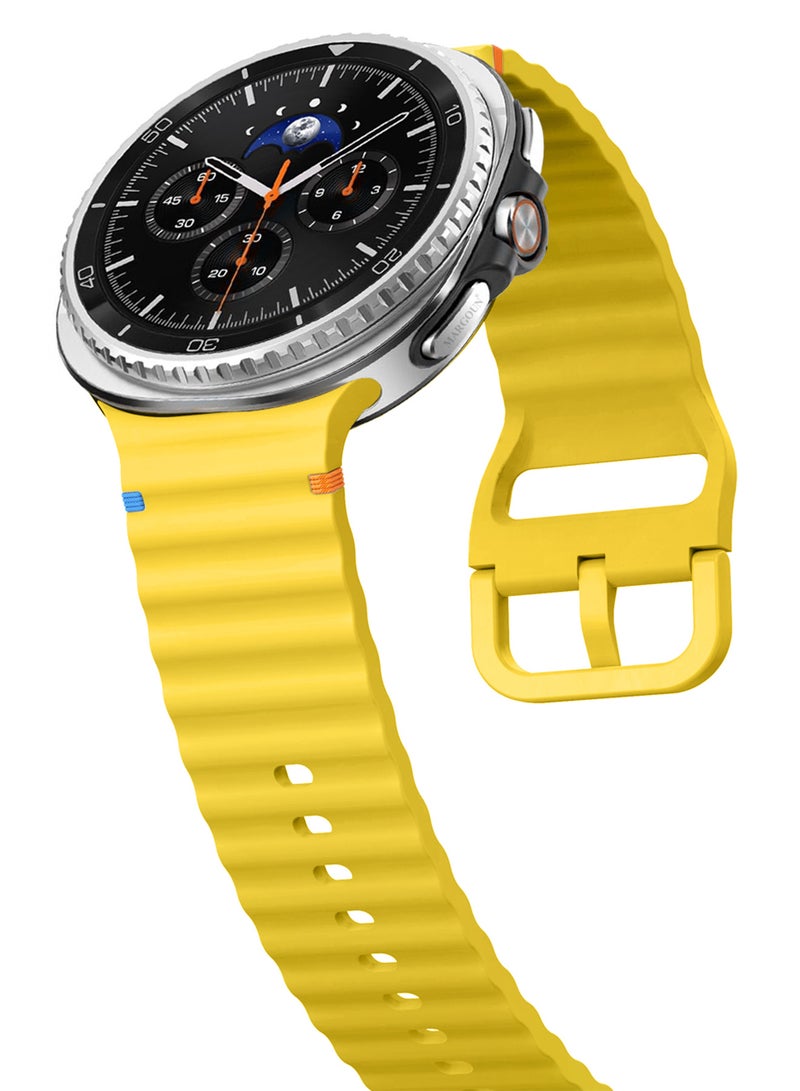 CATANES Silicone Ocean Band for Samsung Galaxy Watch 8 Classic 46mm and Watch 8 40mm 44mm - Sport Band Strap - Mustard Yellow - Image 5