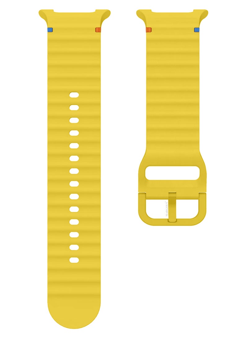 CATANES Silicone Ocean Band for Samsung Galaxy Watch 8 Classic 46mm and Watch 8 40mm 44mm - Sport Band Strap - Mustard Yellow - Image 4