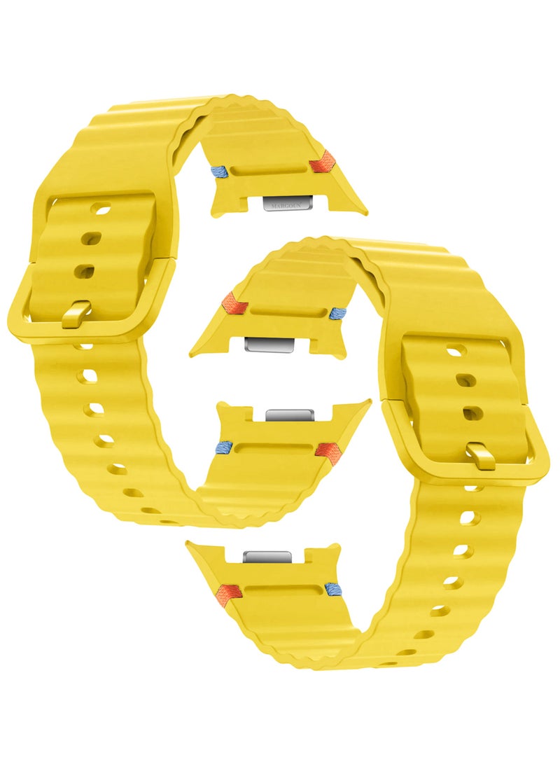 CATANES Silicone Ocean Band for Samsung Galaxy Watch 8 Classic 46mm and Watch 8 40mm 44mm - Sport Band Strap - Mustard Yellow - Image 3