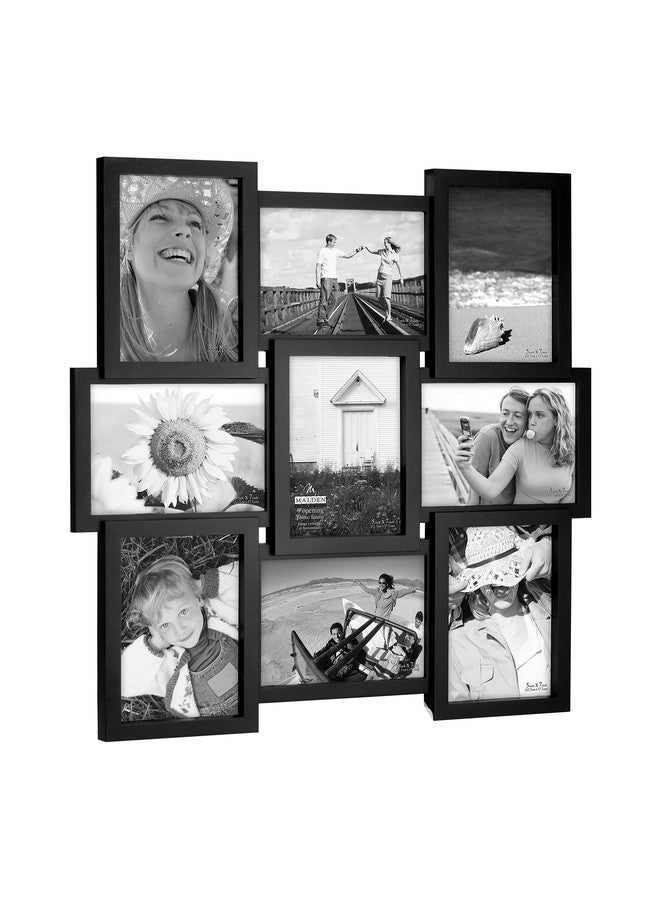 Malden International Designs 5 x 7 9-Opening Dimensional Collage Photo Wall Frame, Black - Image 2