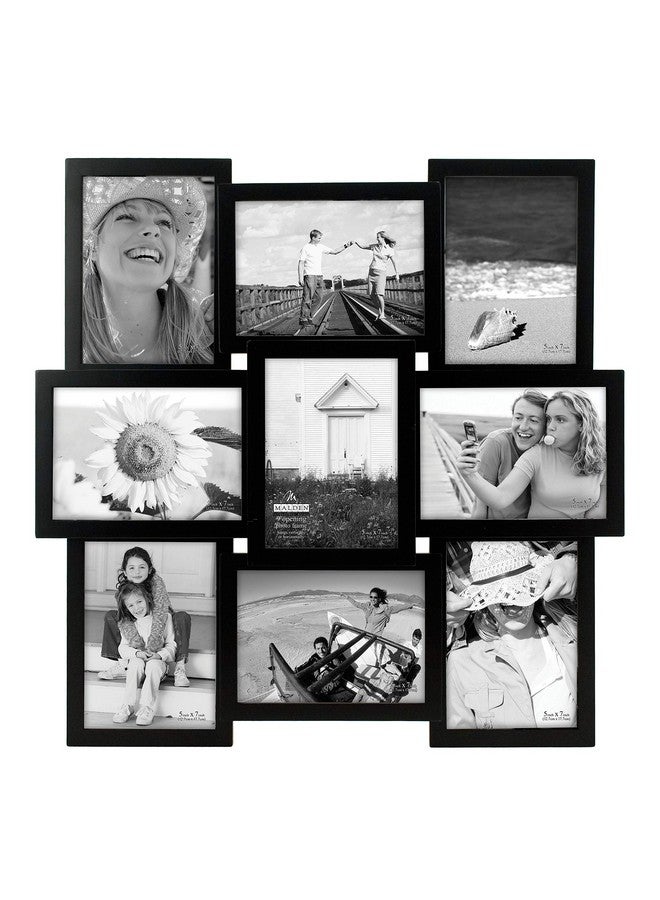 Malden International Designs 5 x 7 9-Opening Dimensional Collage Photo Wall Frame, Black - Image 1