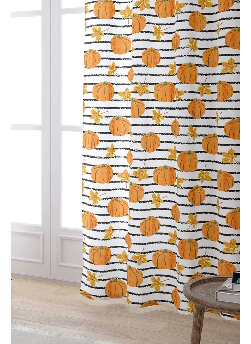 Cango Home Orange Halloween Pumpkin Patterned Digital Printed Curtain CGH761-PR