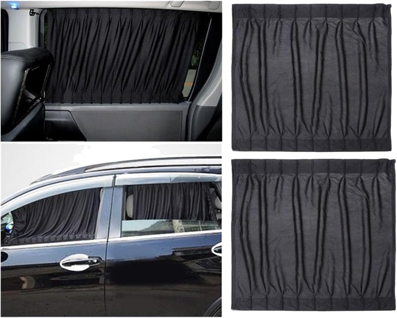 FAVOMOTO 2pcs Car Side Window Uv Curtain Slidable Auto Shades for Comfort Privacy and Uv Blockage Fits Black - Image 4