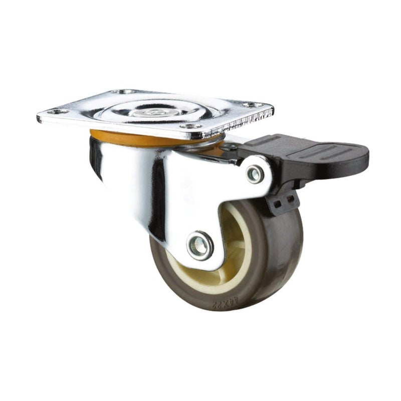 PACIFIC MOVERS Heavy Duty Caster Wheels Soft Rubber Swivel with 360 Degree Plate Fittings 2 with Brakes 2 Without 400 Kg Load Capacity 30mm - Image 5