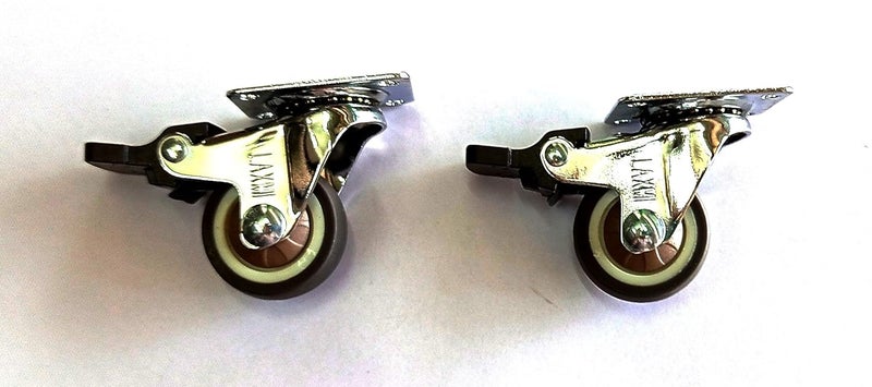 PACIFIC MOVERS Heavy Duty Caster Wheels Soft Rubber Swivel with 360 Degree Plate Fittings 2 with Brakes 2 Without 400 Kg Load Capacity 30mm - Image 2