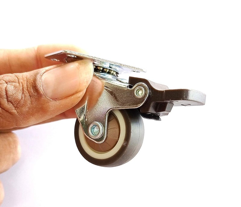 PACIFIC MOVERS Heavy Duty Caster Wheels Soft Rubber Swivel with 360 Degree Plate Fittings 2 with Brakes 2 Without 400 Kg Load Capacity 30mm - Image 4