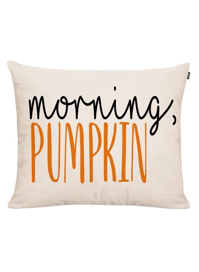 GTEXT Fall Throw Pillow Cover Autumn Decor Watercolor Pumpkins Morning Pumpkin Pillow Cover 20x12 inch Outdoor Pillow Linen Square Cushion,Sofa Fall Pillow Cover - Image 1
