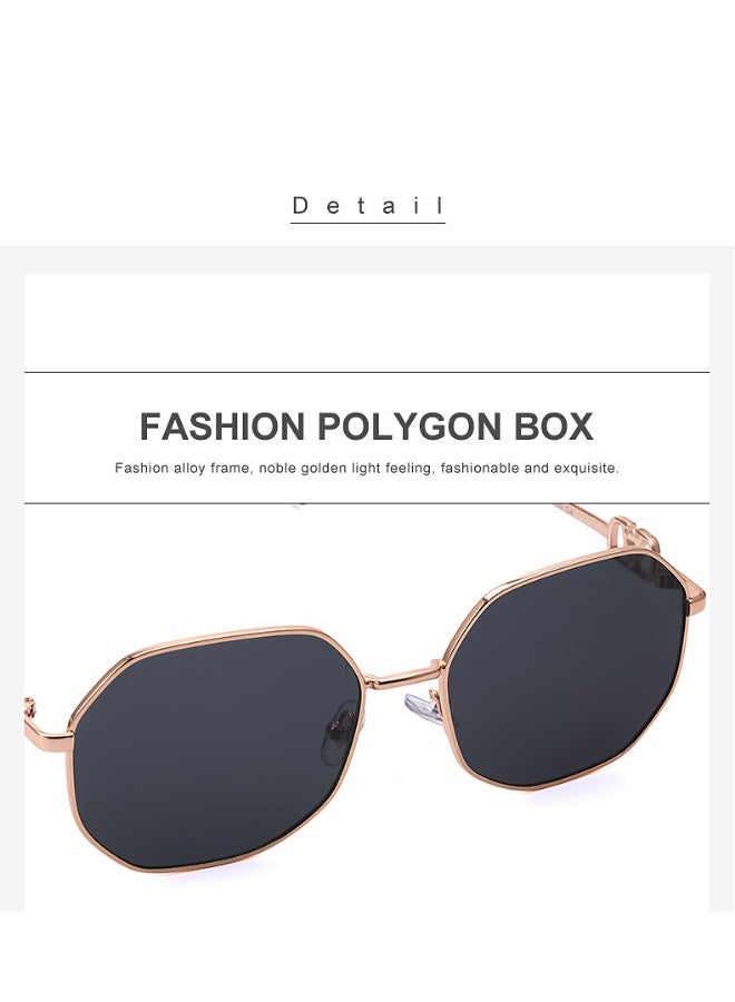 V-Shaped Polygon Sunglasses with Chain for Women Men, UV400 Protection, Luxury Gold Alloy Frame, Fashion Shades - Image 3