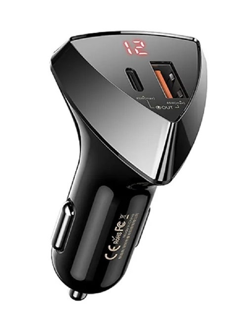 RCC232 45W Double-ended super fast charge 5.5A Digital Display USB Type c cigarette lighter car charger