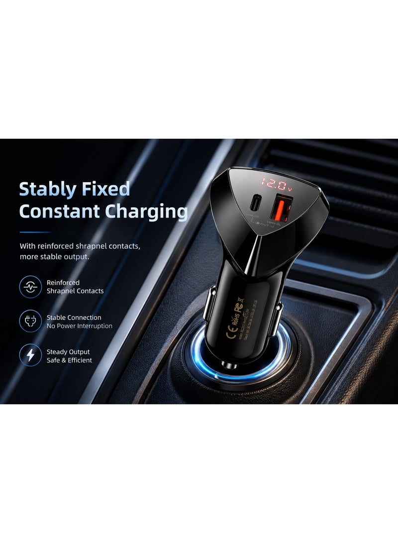 ريماكس شاحن سيارة RCC232 بقوة 45 واط بمنفذ USB من النوع C - محول ولاعة سجائر مزدوج الأطراف فائق السرعة مع شاشة عرض رقمية ومخرج 5.5 أمبير - Image 2
