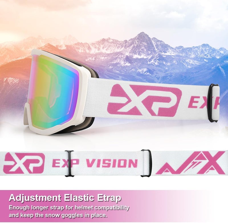 EXP VISION Ski/Snowboard Goggles for Men Women, OTG Snow Goggles Anti Fog UV Protection - Image 5
