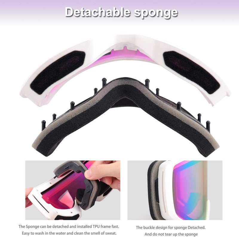EXP VISION Ski/Snowboard Goggles for Men Women, OTG Snow Goggles Anti Fog UV Protection - Image 4