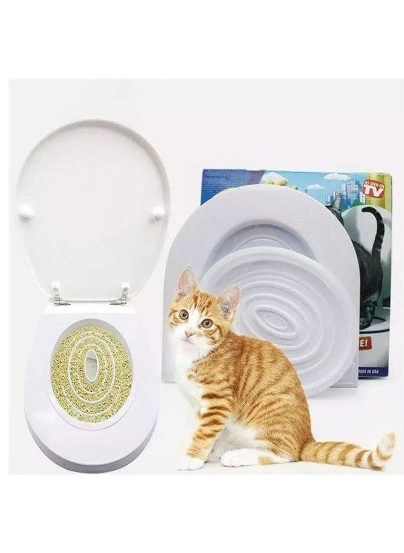 Generic - Plastic Cat Toilet Training Kit Litter Box Cat Toilet Trainer Toilet Pet Cleaning Cat Training Litter Cat Litter Tray - Image 1
