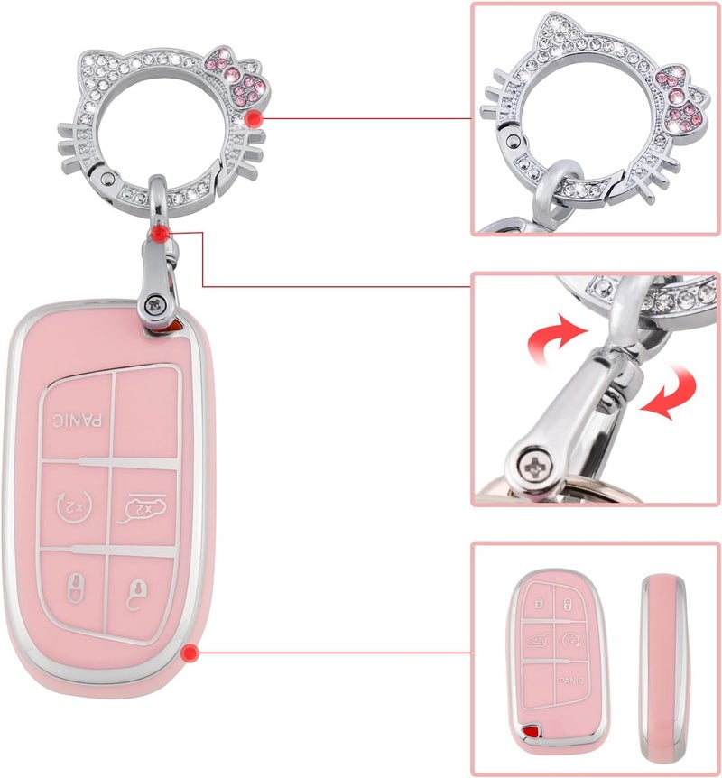 PANGPAI Pink Key Fob Cover for Jeep - Image 3