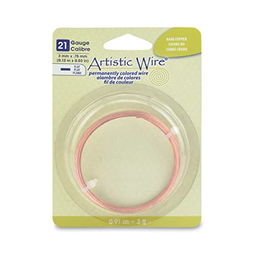 Artistic Wire, 21 Gauge, Flat, 3 mm x .75 mm / 0.12 in x 0.03 in, Copper, 3 ft / .91 m - Image 1