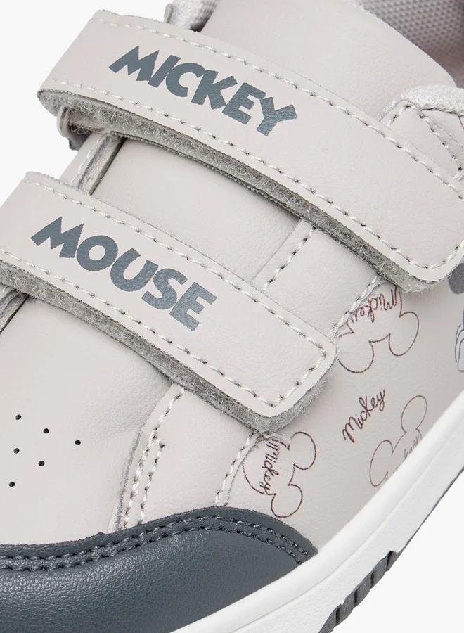 Disney Boys Mickey Mouse Print Sneakers with Hook and Loop Closure