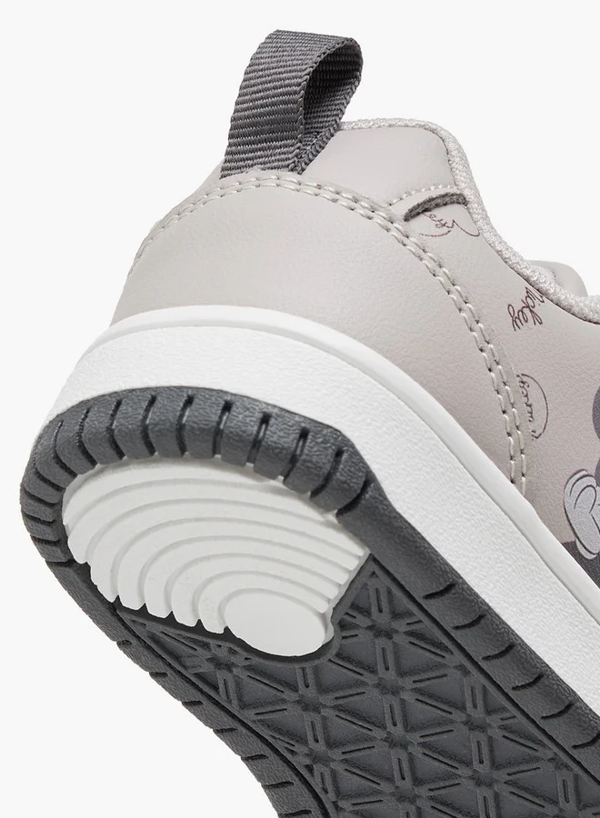 Disney Boys Mickey Mouse Print Sneakers with Hook and Loop Closure