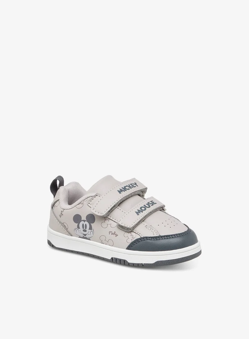 Disney Boys Mickey Mouse Print Sneakers with Hook and Loop Closure