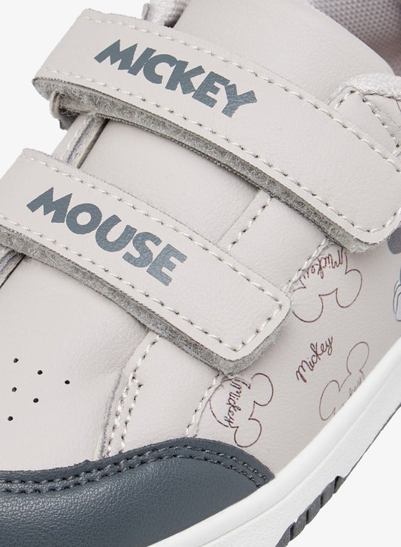 Disney Boys Mickey Mouse Print Sneakers with Hook and Loop Closure - Image 4