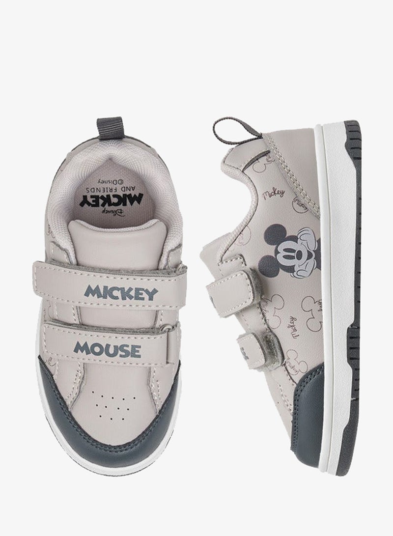 Disney Boys Mickey Mouse Print Sneakers with Hook and Loop Closure - Image 3
