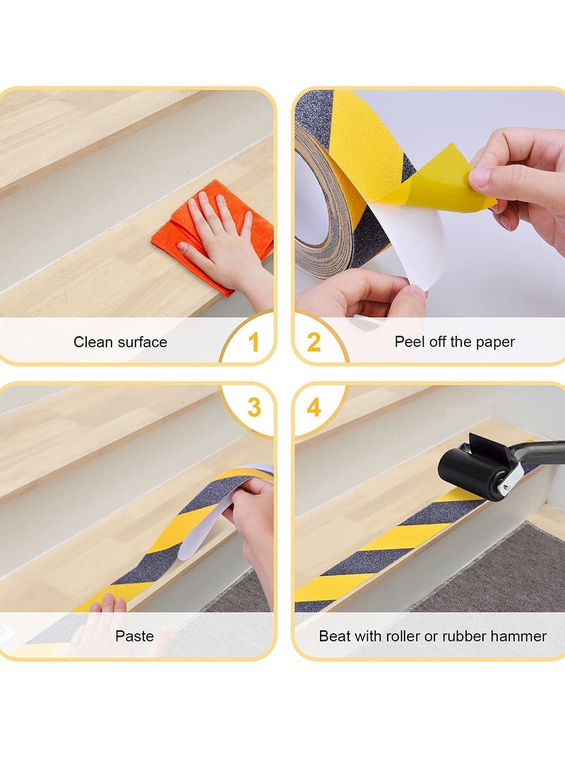 KASTWAVE Anti Slip Safety Tape, Waterproof Self Adhesive Frosted Anti Slip Tape for Indoor and Outdoor Stair Steps, Smooth Floors, Pool, 2" X 16.4'  Yellow - Image 3