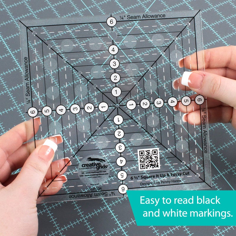 Creative Grids 8-1/2in Square It Up or Fussy Cut Square Quilt Ruler - CGRSQ8 - Image 5