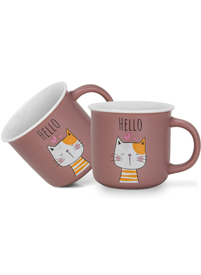 فيسمان 2-Piece Mugs 380ml Hello Coffee Mugs Set Couple Mug Valentines Day, New Bone China with Non Slip Bottom Coffee Cups for for Tea, Coffee, Present For Her/Him, Surprise Gift For Heart Day