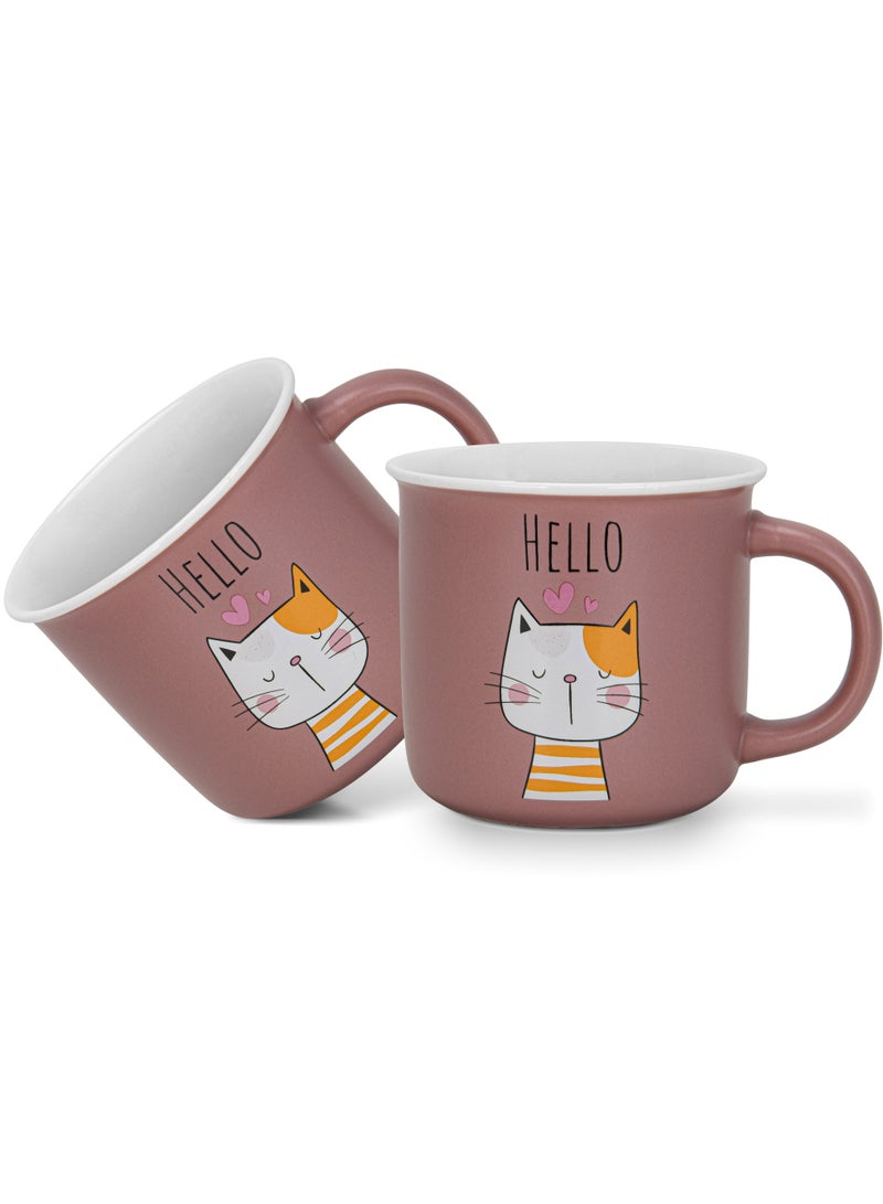 Fissman 2-Piece Mugs 380ml Hello New Bone China ceramic - Image 1