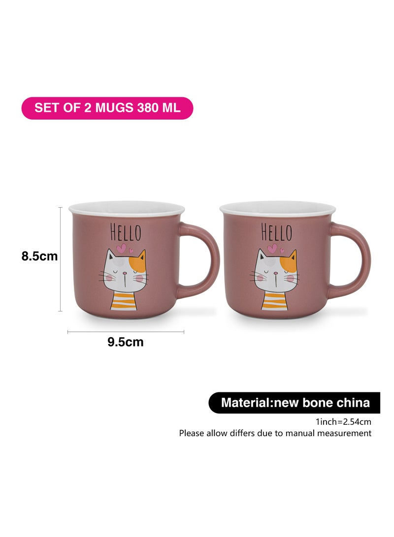 Fissman 2-Piece Mugs 380ml Hello New Bone China ceramic - Image 3