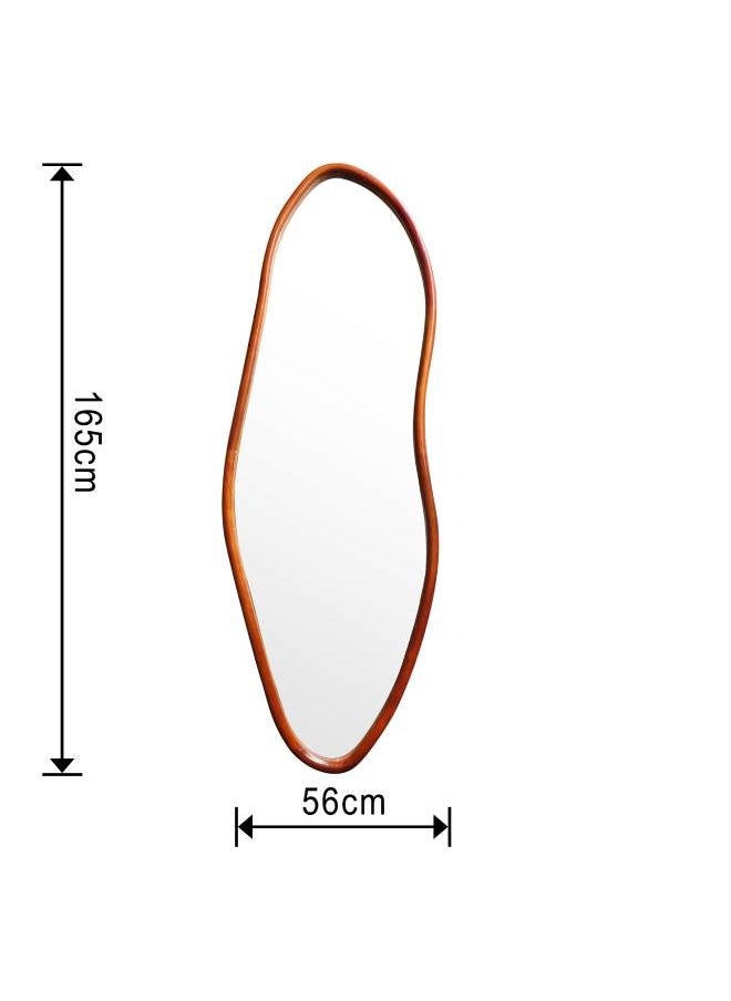 Switch - Brown Wood Wave Shaped Full Length Mirror, Size 165X56Cm - Image 1