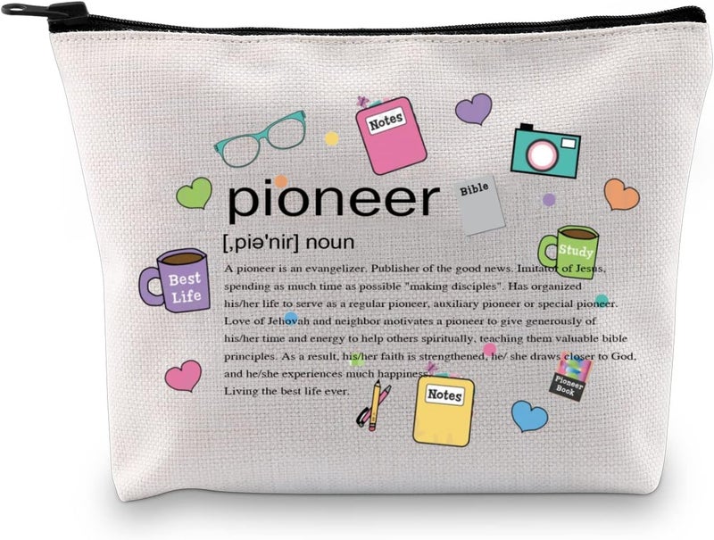XYANFA Pioneer Definition JW Gift Pioneer Makeup Bag Gifts For Pioneer Jehovah's Witness JW Cosmetic Bag (pioneer noun)