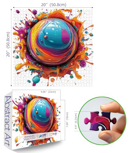 MINIWAN 500Piece Abstract Art Jigsaw Puzzle for Adults Challenging Gradient Color Design 20x20 Inch Puzzle Unique Gift for Art Lovers Puzzle Enthusiasts - Image 5