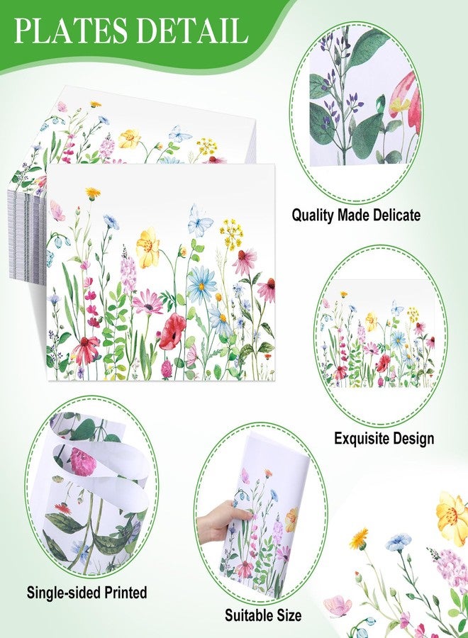Moinchore 100 Pack Floral Paper Placemats for Dining Table Setting, Watercolor Flower Disposable Placement Mats Spring Summer Table Mats for Bridal Shower Wedding Party Supplies, 10 x 14 Inch - Image 3