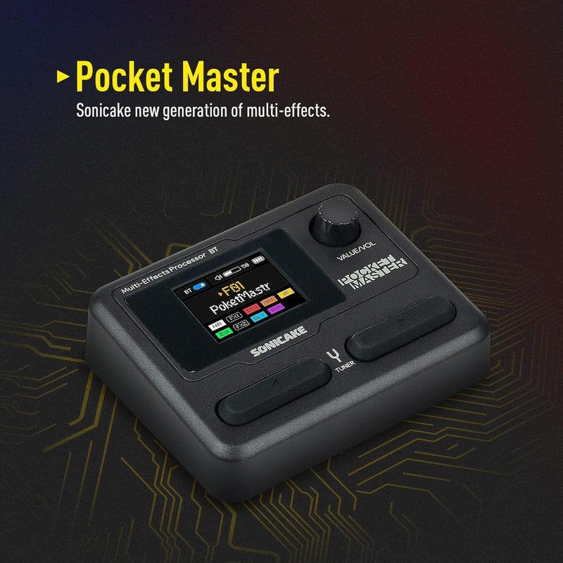 SONICAKE QME-10GY ماستر جيب - دواسة جيتار متعددة التأثيرات مع 9 وحدات تأثير 100 إيقاع درام و لوبر 100 إعدادات 20 مضخم/كاب تأثيرات جيتار كهربائي مع واجهة صوت OTG USB بلوتوث - Image 2