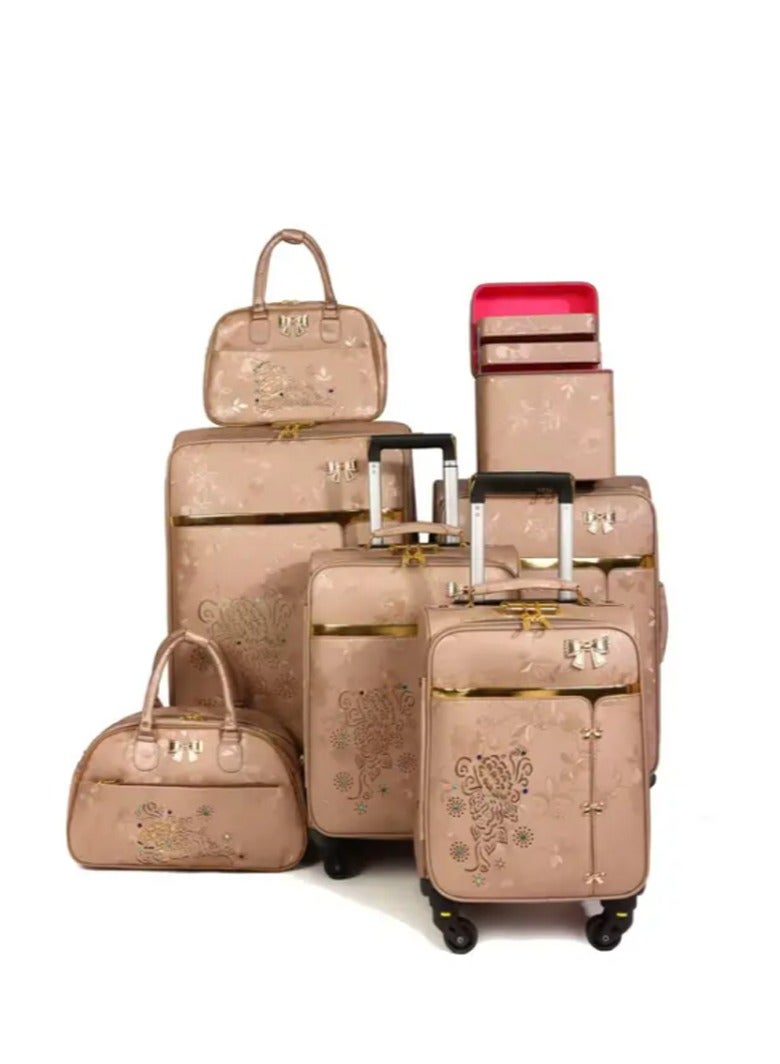 الازدهار طقم أمتعة بعجلات دوارة مكوّن من 6 قطع باللون نفسه مع حقيبة يد، سعة كبيرة مثالية كهدايا زفاف للعائلة والأصدقاء. - Image 1