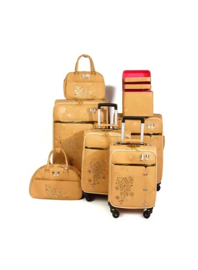 الازدهار طقم أمتعة بعجلات دوارة مكوّن من 6 قطع باللون نفسه مع حقيبة يد، سعة كبيرة مثالية كهدايا زفاف للعائلة والأصدقاء. - Image 2