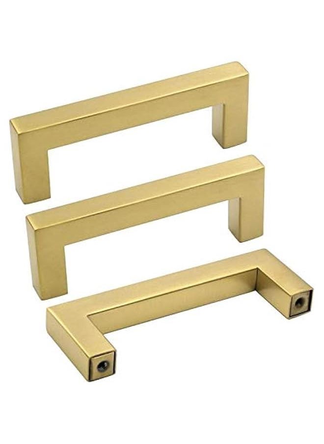 Generic Goldenwarm Brushed Brass Cabinet Pull Knobs Kitchen Hardware - LSJ12GD76 Modern Gold Drawer Knobs 3 Inch Hole Centers Square Bathroom Cabinet Pulls Dresser Handles 1 Pack  - Image 1